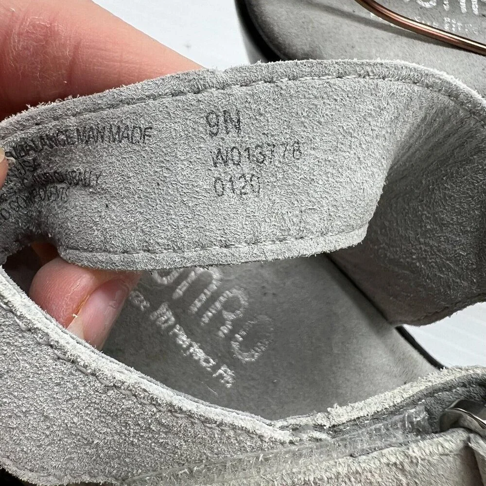 Munro Women's Willa Gray Silver Suede Block Heel Strappy Sandals Size 9N